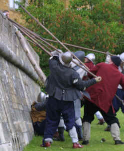 Pikemen defending a siege ladder